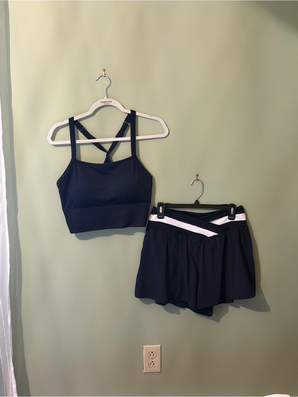 Yogalicious Navy Cross-Back Sports Bra and Skort Set